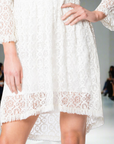 Hand Beaded Lace Dress with 3/4 Sleeves