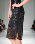 Leopard Luxe : Hand Beaded Pencil Skirt