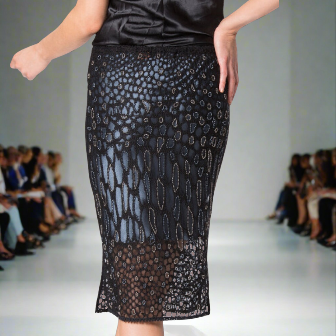 Leopard Luxe : Hand Beaded Pencil Skirt