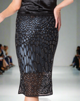 Leopard Luxe : Hand Beaded Pencil Skirt