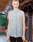 Crushed Silk Sleeveless Shirt