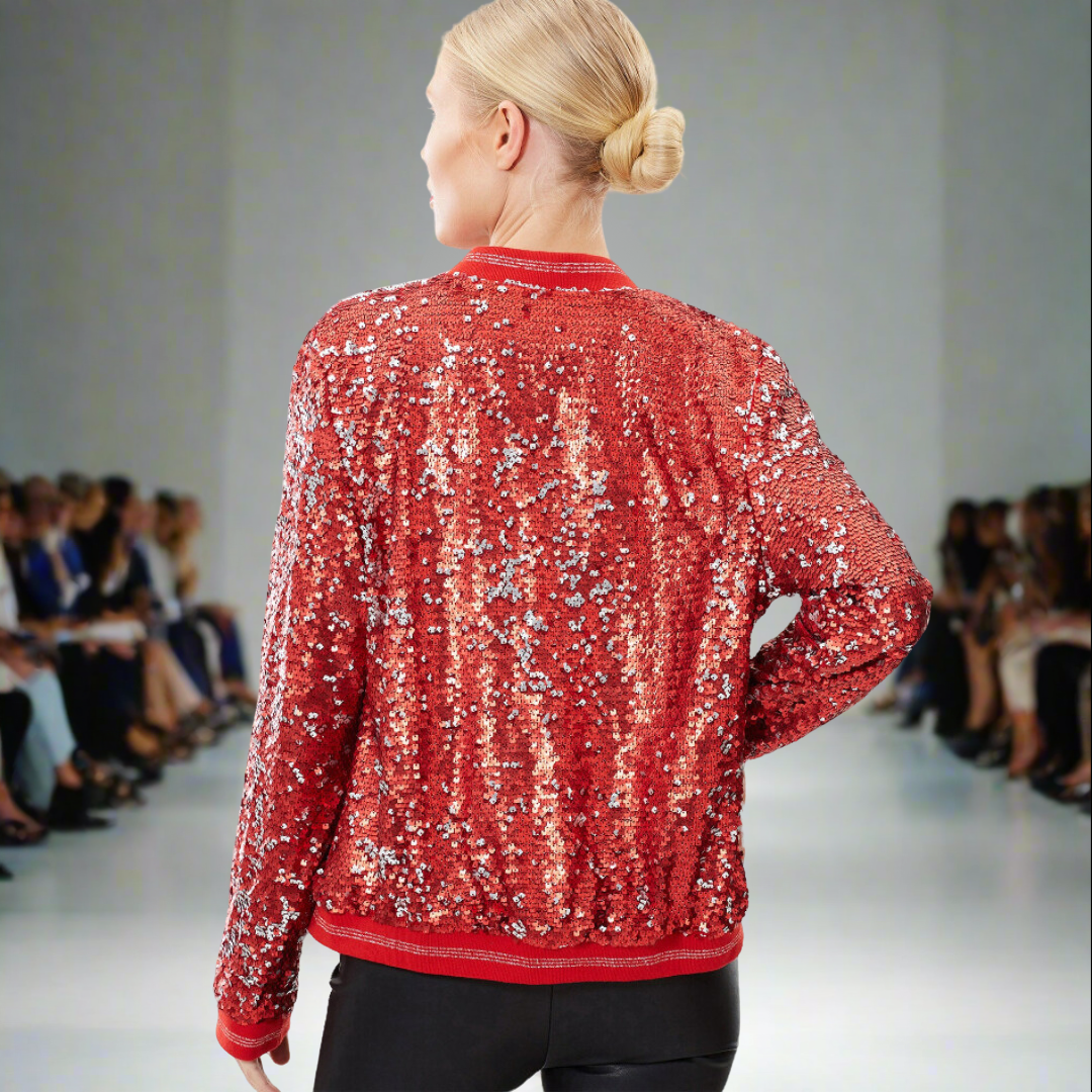 Two Tone Sequin Bomber Jacket