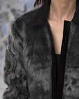 Faux Fur Jacket with Hand Beaded Sleeves