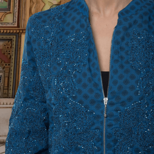 Embellished Bomber Jacket with Custom Print