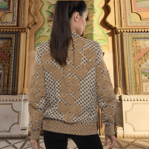 Embellished Bomber Jacket with Custom Print