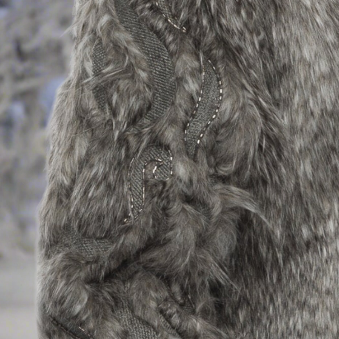 Faux Fur Jacket with Hand Beaded Sleeves