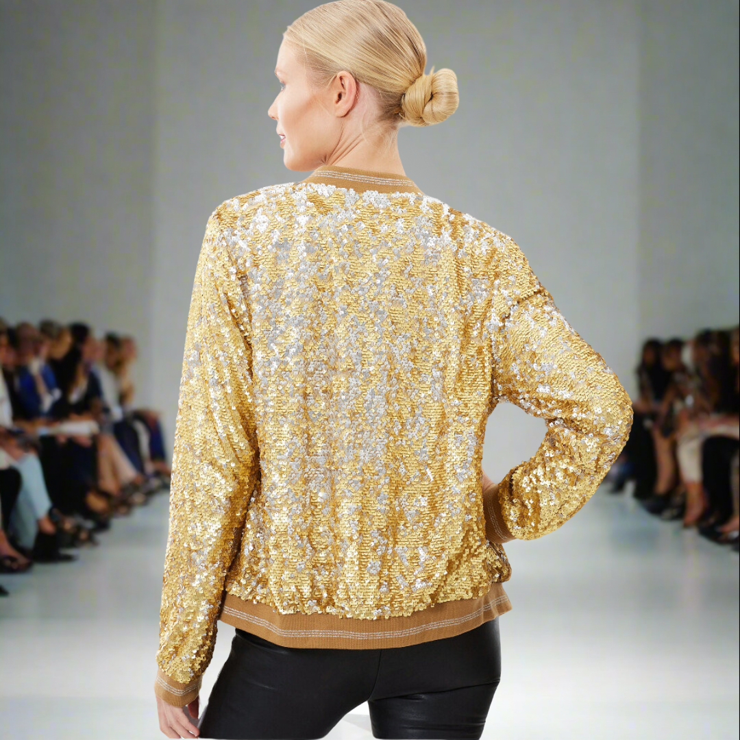 Two Tone Sequin Bomber Jacket