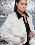 Faux Fur Jacket with Hand Beaded Sleeves