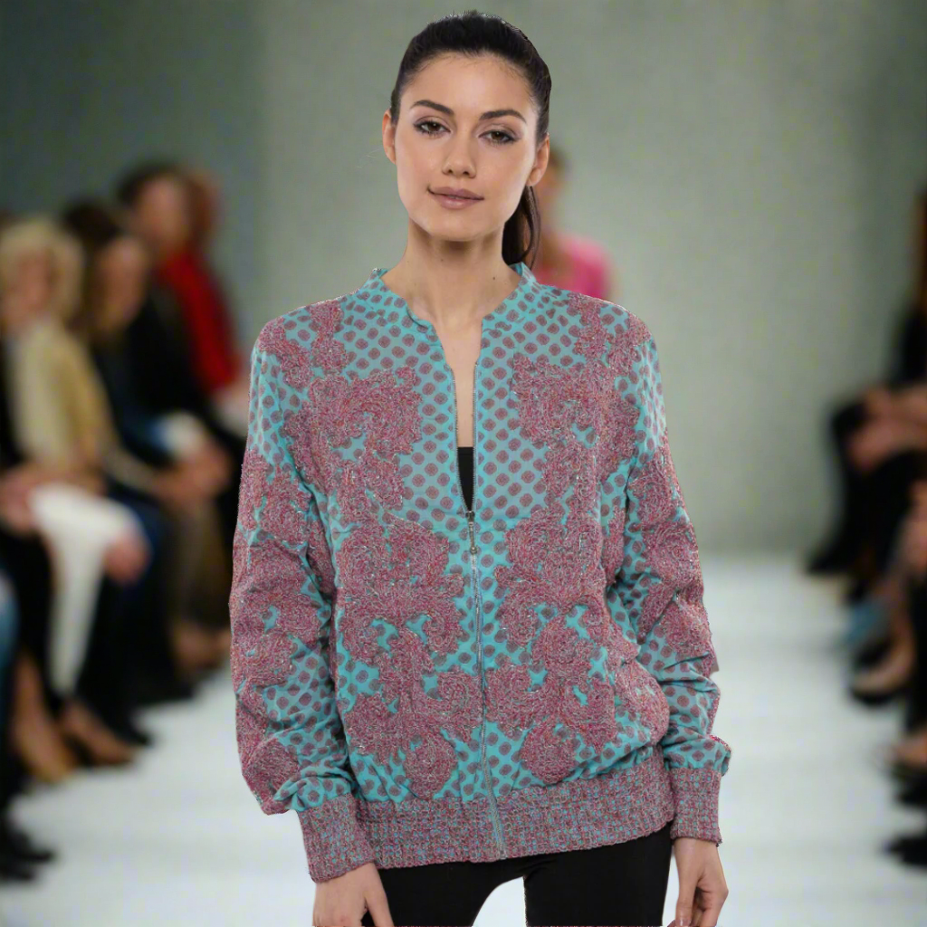 Embellished Bomber Jacket with Custom Print