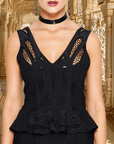 Hand Beaded Peplum Top