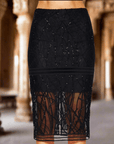 Bamboo Inspired Embroidered Pencil Skirt