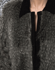 Faux Fur Jacket with Hand Beaded Sleeves