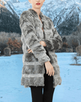 Faux Fur Coat with Hand Beaded Sequin