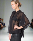 Leaf Embroidered Sheer Shirt