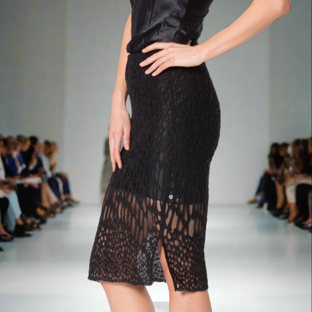 Leopard Luxe : Hand Beaded Pencil Skirt