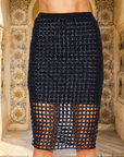 Cage Sequin Knee Length Pencil Skirt