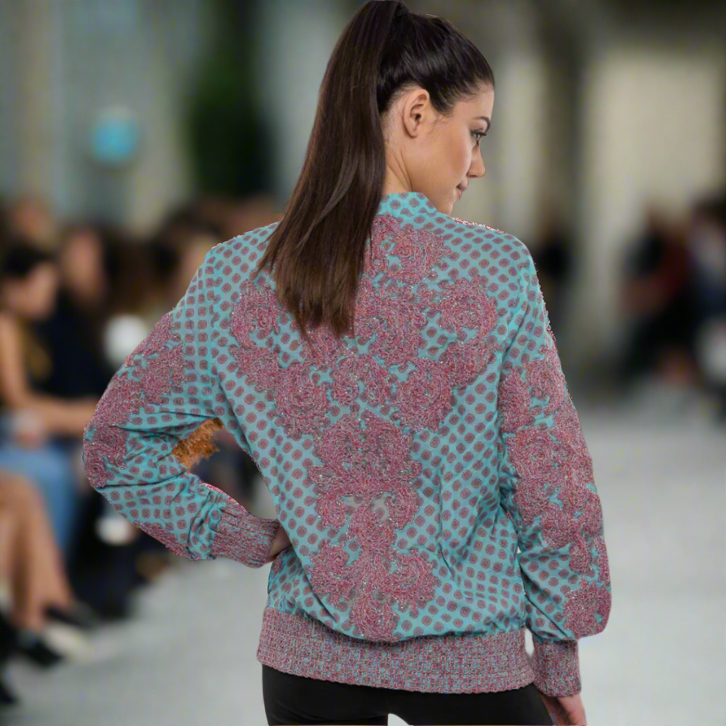 Embellished Bomber Jacket with Custom Print