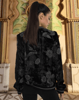 Printed Velvet Bomber Jacket