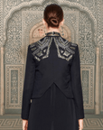 Hand-Embroidered Tuxedo Jacket with Metal and Bead Detailing