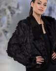 Faux Fur Jacket with Hand Beaded Sleeves