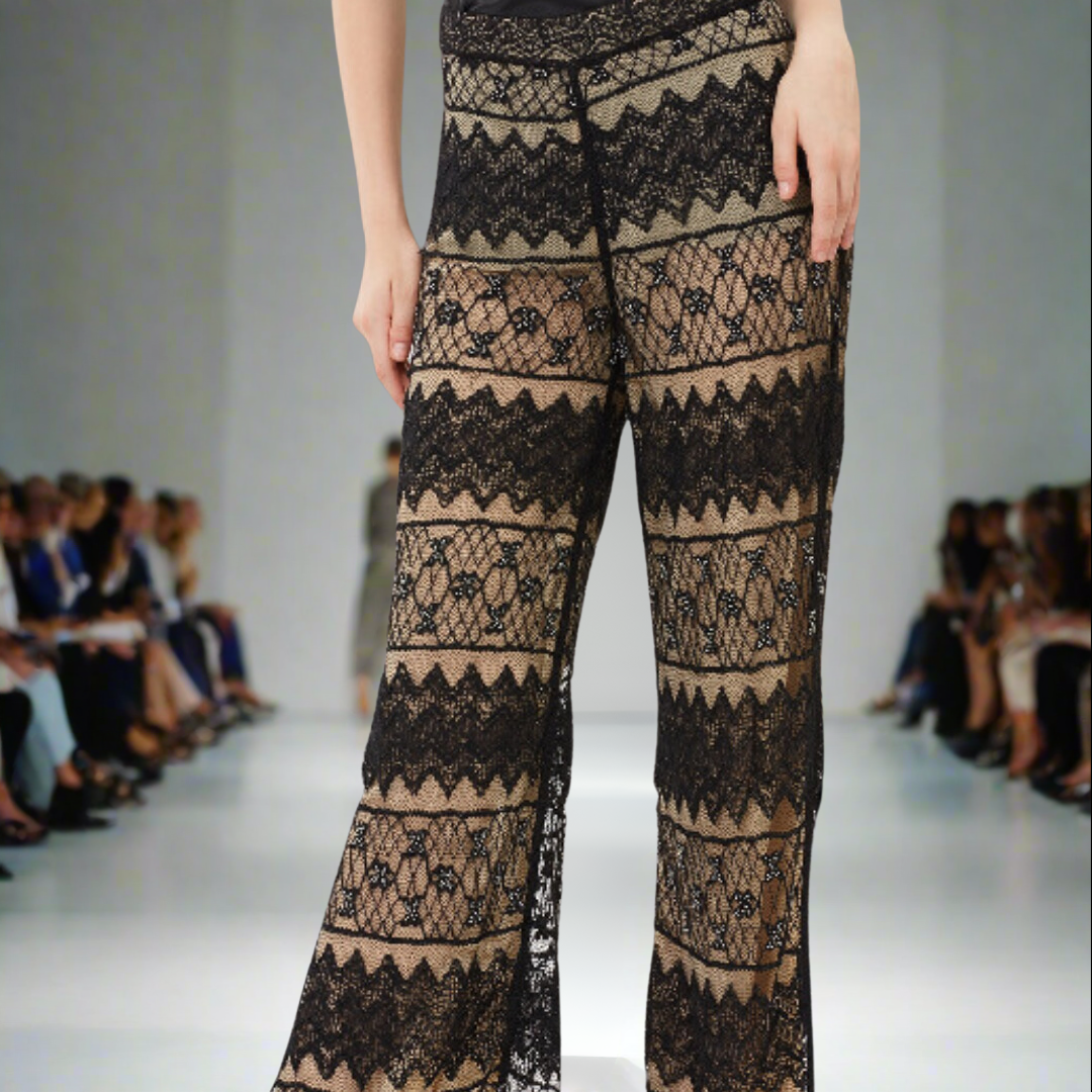 Hand Beaded Lace Pants