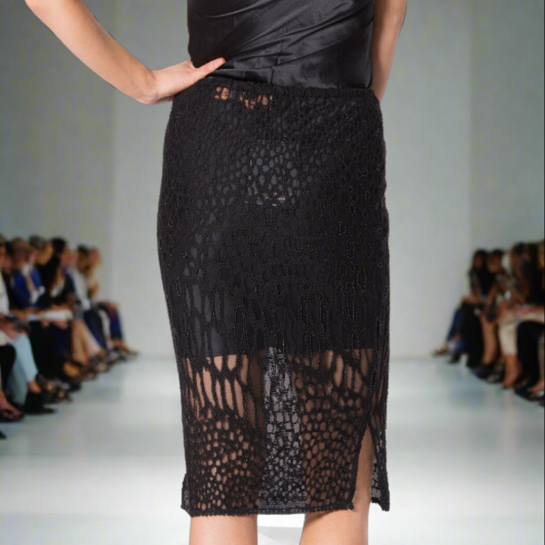 Leopard Luxe : Hand Beaded Pencil Skirt