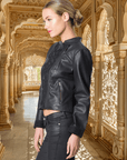 Embroidered Leather Jacket