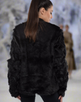 Faux Fur Jacket with Hand Beaded Sleeves