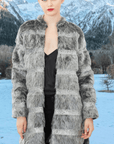 Faux Fur Coat with Hand Beaded Sequin