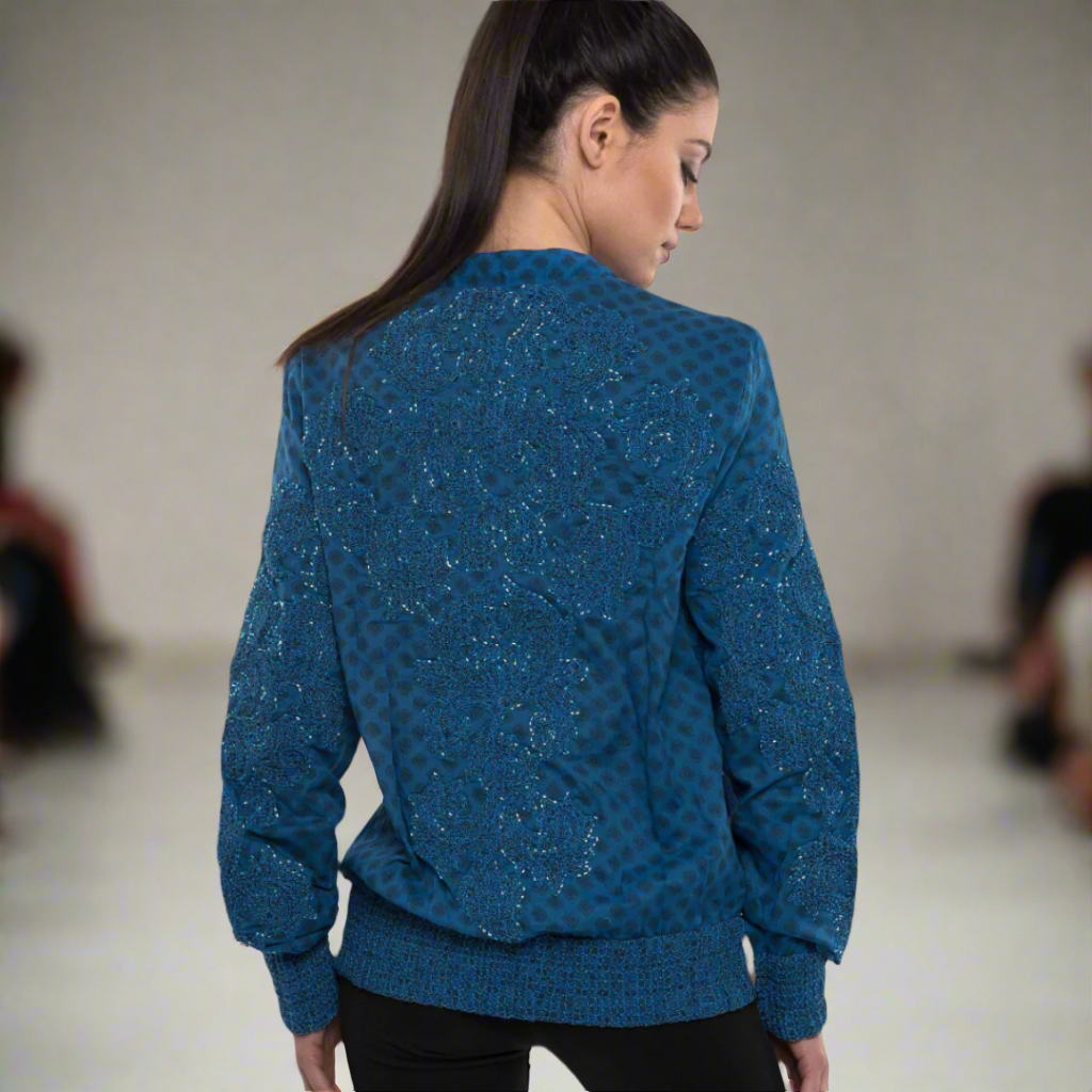 Embellished Bomber Jacket with Custom Print