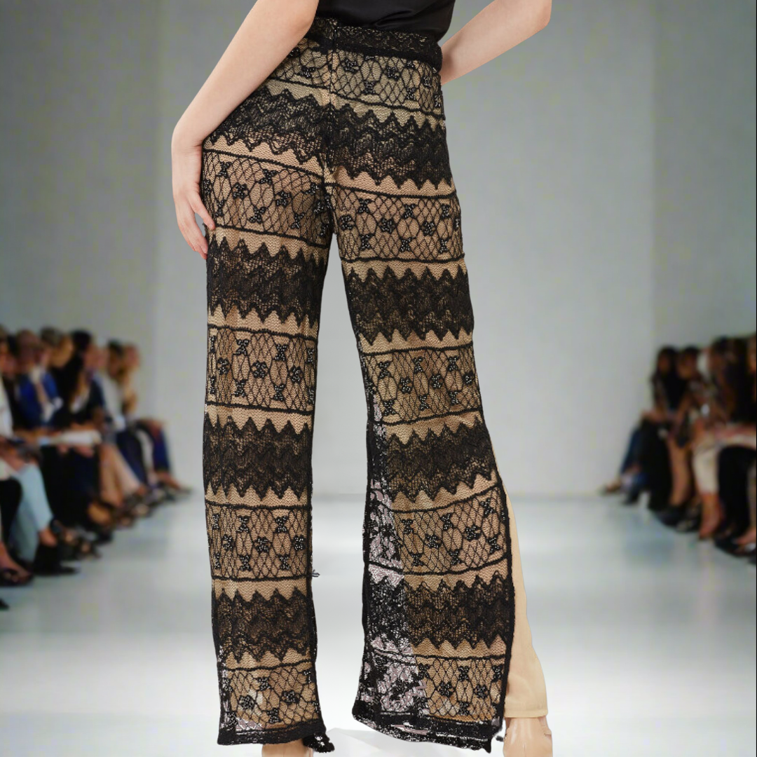 Hand Beaded Lace Pants