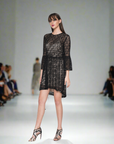 Hand Beaded Lace Dress with 3/4 Sleeves