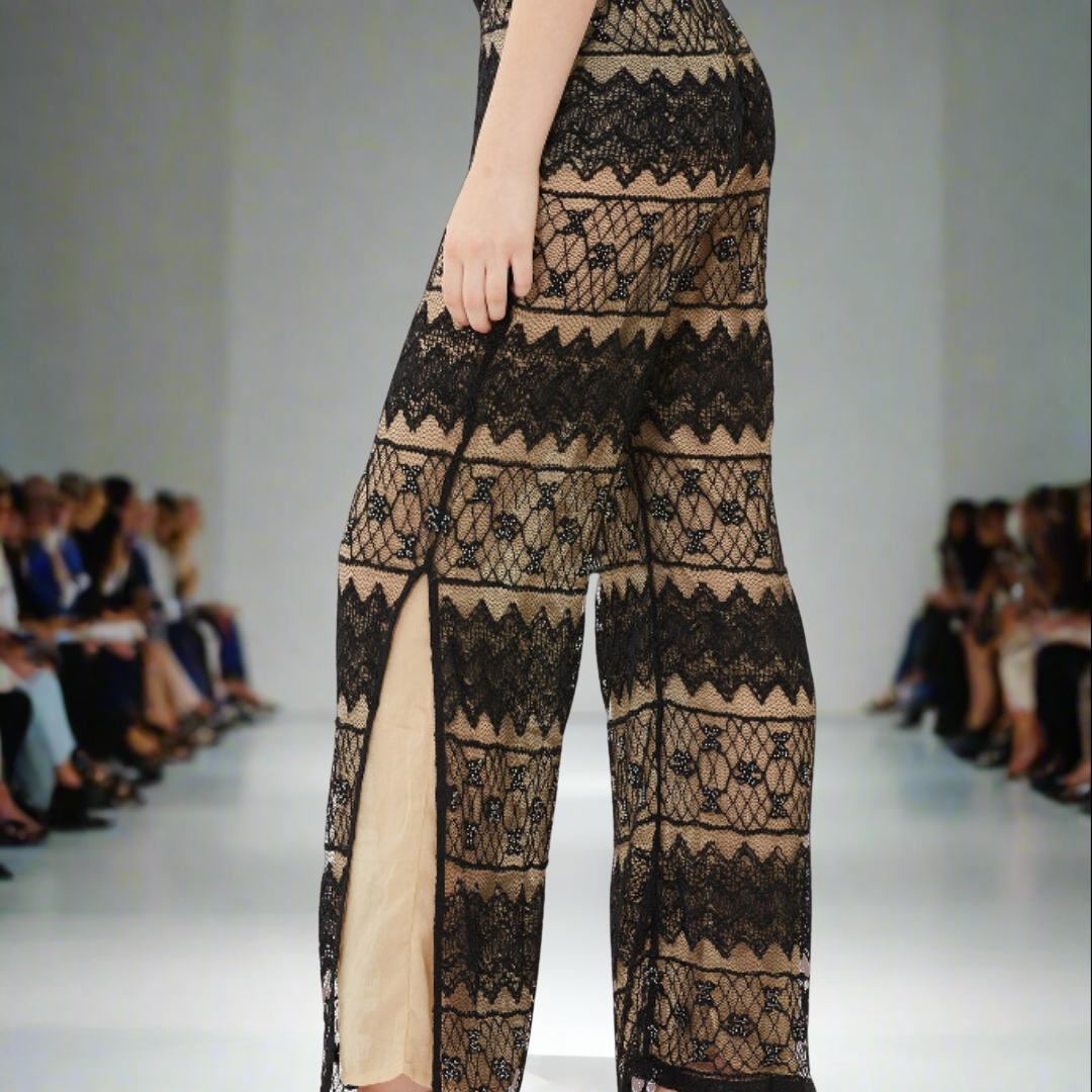 Hand Beaded Lace Pants