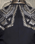 Hand-Embroidered Tuxedo Jacket with Metal and Bead Detailing