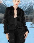 Faux Fur Coat with Hand Beaded Sequin