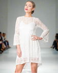 Hand Beaded Lace Dress with 3/4 Sleeves