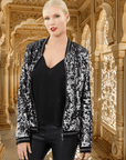 Two Tone Sequin Bomber Jacket