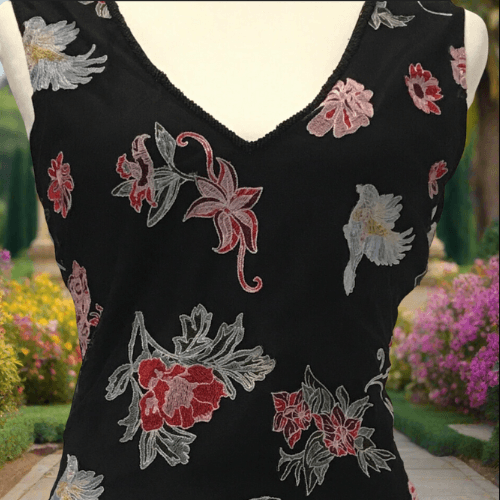 Floral Embroidered Dress on Mesh