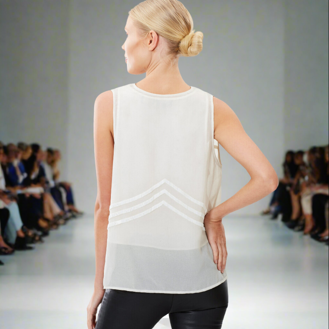 Geometric Beaded Sleeveless Top