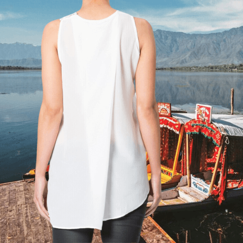 Round Neck Sleeveless Silk Top