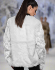 Faux Fur Jacket with Hand Beaded Sleeves