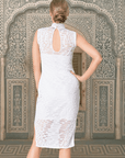 Hand Beaded Lace Dress with Victorian Collar