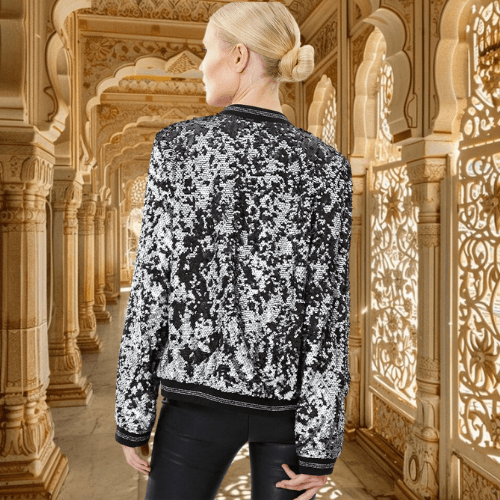 Two Tone Sequin Bomber Jacket