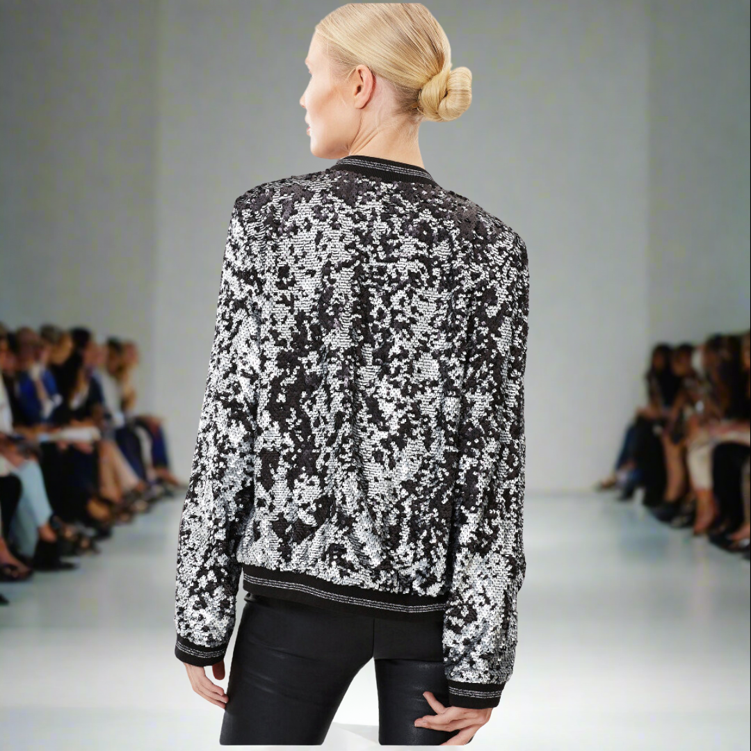 Two Tone Sequin Bomber Jacket