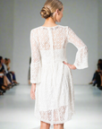 Hand Beaded Lace Dress with 3/4 Sleeves