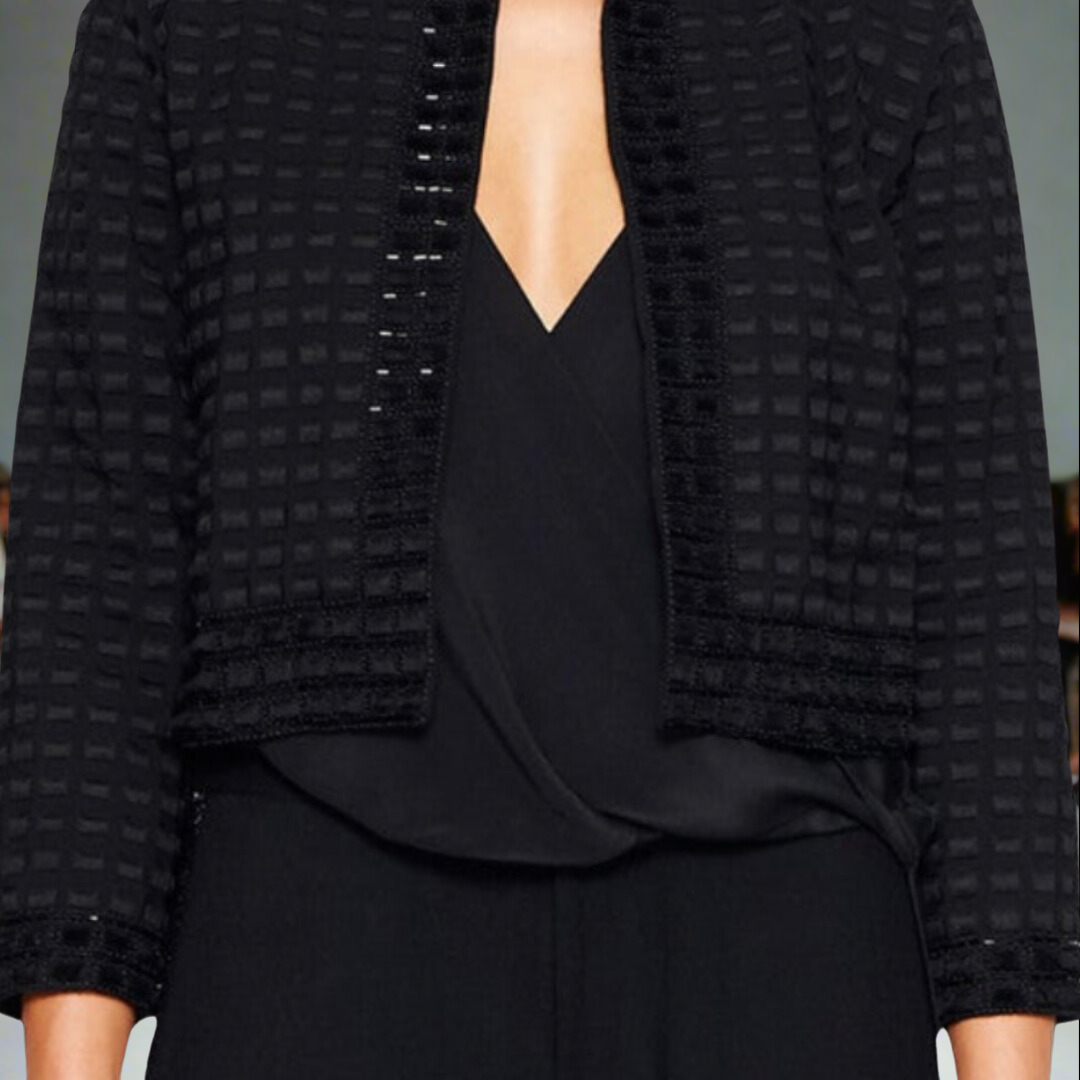 Square Embellished Crepe Jacket