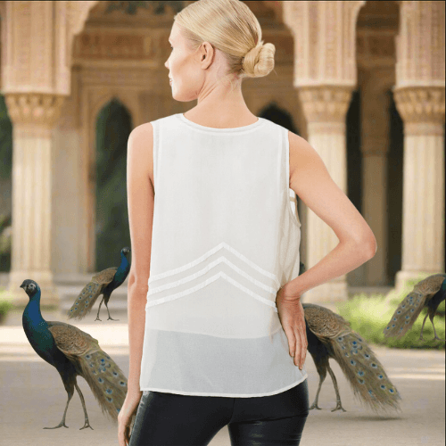 Geometric Beaded Sleeveless Top