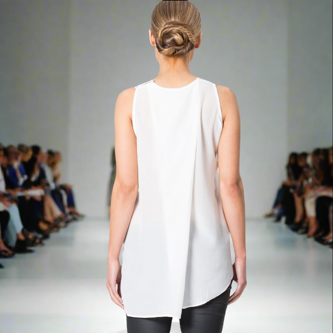 Round Neck Sleeveless Silk Top