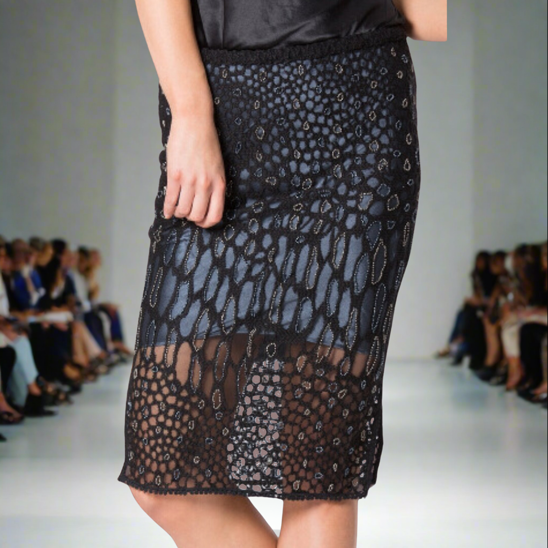 Leopard Luxe : Hand Beaded Pencil Skirt