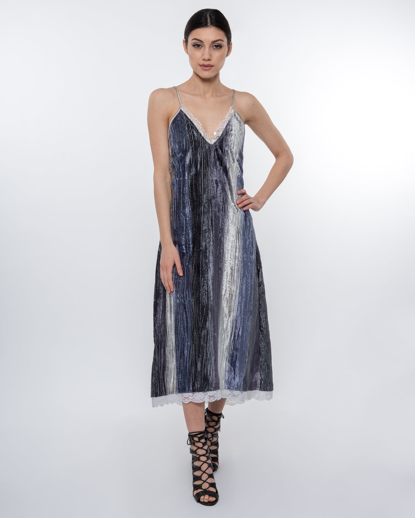 Striped 2024 velvet dress